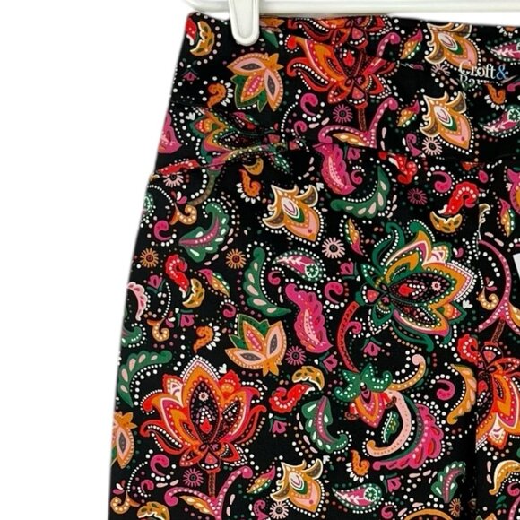 Croft & Barrow Women's Pull-on Paisley Multicolor Stretch Pants 12R Stretch NWT - Picture 13 of 14